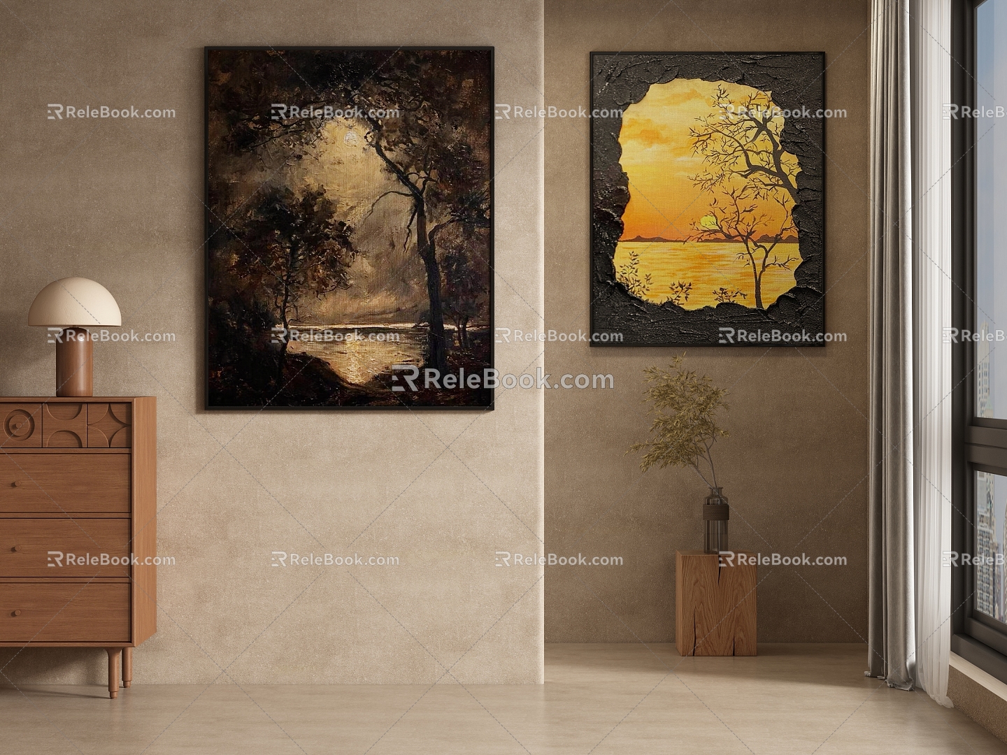 Middle Ancient Style Photo Wall Decorative Painting Hanging Painting 3d model