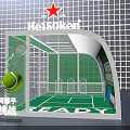 Heineken Tennis Challenge Display With Court Net Racket And Player Setup Elements 3d model