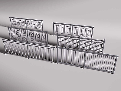 Wrought Iron Railing Fence Metal Railing Guardrail 3d model