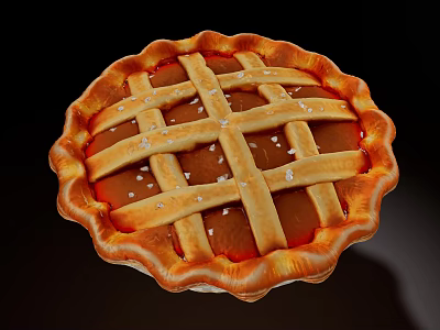 Homemade Fruit Pie With Golden Lattice Crust Fluted Edges And Sugar Sprinkles 3d model