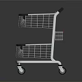 Metal Shopping Cart With Double Layer Wire Baskets Red Handle And Wheels