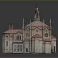 Historic Architectural Model Featuring Dome Spire And Arched Windows With Red Tiled Roof