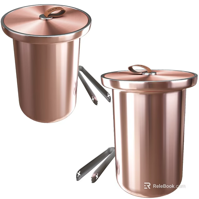 Elegant Copper Wine Bottles And Glasses With Lids And Metal Tongs Modern Design 3d model 
