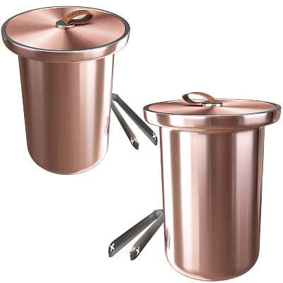 Elegant Copper Wine Bottles And Glasses With Lids And Metal Tongs Modern Design 3d model
