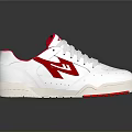 White Casual Sports Shoes With Red Accents And 1987 Logo