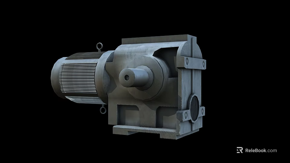 Industrial Gear Motor With Metal Casing Heat Sink And Rotating Shaft Structure 3d model 