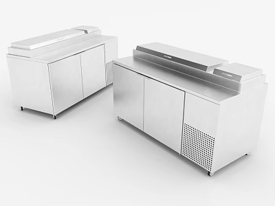 Modern Stainless Steel Kitchen Appliances With Refrigerated Worktop And Storage Cabinets 3d model
