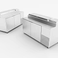 Modern Stainless Steel Kitchen Appliances With Refrigerated Worktop And Storage Cabinets