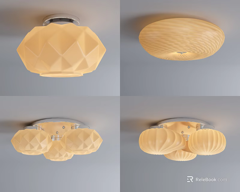 Modern Ceiling Lights Featuring Stylish Geometric And Wave Textured Designs For Home 3d model 