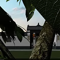 Chinese Style Detached Villa With Courtyard Black Roof And Surrounding Green Trees