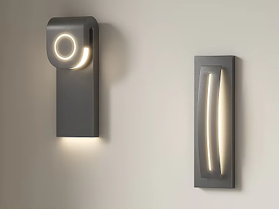 Modern Gray Wall Lamps Featuring Circular And Linear Light Design For Indoor Use 3d model