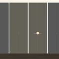 Grey Cabinet Doors With Various Handle Designs On Light Wall And Wooden Floor