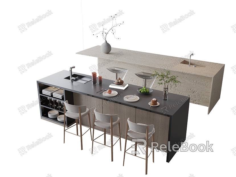 Modern Minimalist Nakajima Water Bar Table and Chair Restaurant Bar Stool model