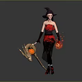 Game Movie Character Wearing Red Top Black Hat Holding Glowing Orbs And Horned Mythical Creature