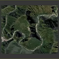 3D Garden Landscape Design With Green Mountainous Terrain And Winding Paths