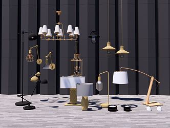 Light luxury lamps combination chandelier 3d model