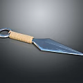 Tactical Dagger With Sharp Metal Blade Woven Rope Handle And Ring Guard 3d model