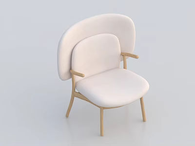 White Upholstered Accent Chair With Wooden Frame And Modern Minimalist Design 3d model