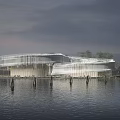 Modern Industrial Factory Building With Waterfront Environment And Contemporary Architectural Structure