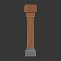 Orange Architectural Column With Square Top And Gray Base Design Structure 3d model