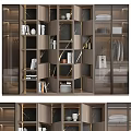 Elegant Modern Wardrobe With Wooden Frame Glass Doors Shelves Hanging Space And Storage Drawers