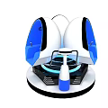 Modern Futuristic Blue Capsule Seat With White Support Structures And Circular Base 3d model