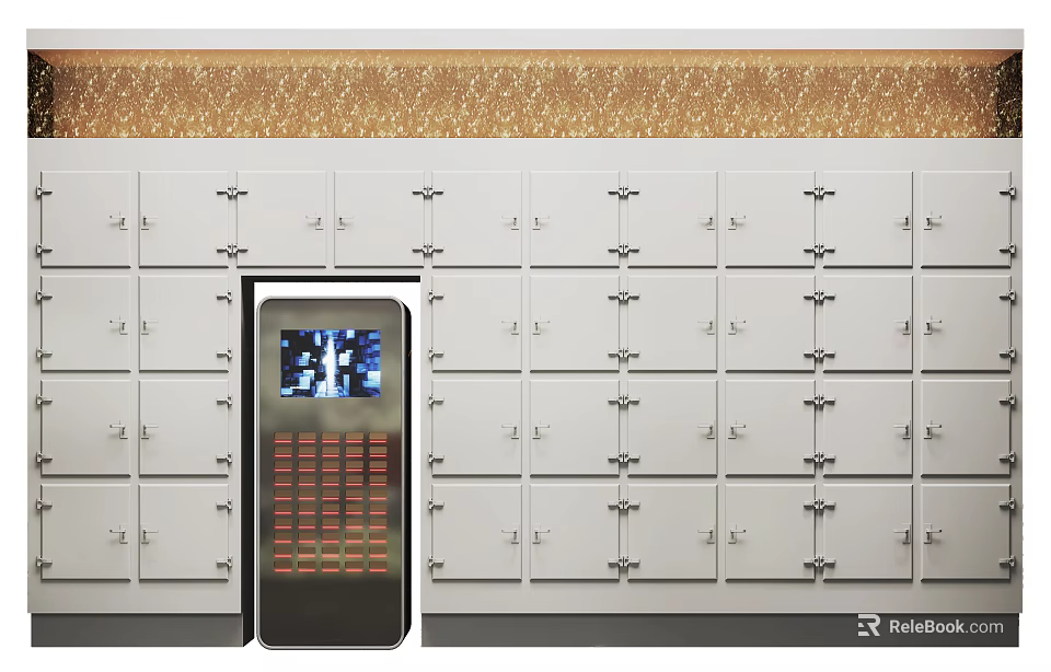 Smart Electronic Storage Lockers With Digital Keypad And Display Screen 3d model 