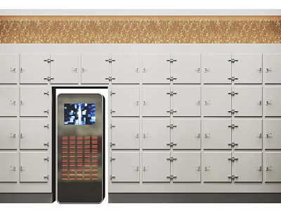 Smart Electronic Storage Lockers With Digital Keypad And Display Screen 3d model