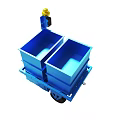 Blue Industrial Cart With Two Bins Yellow Top And Red Signal Light