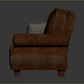 Brown Leather Sofa And Armchair With Light Cushions And Stitched Design