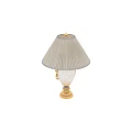 Elegant Table Lamp With Cream Striped Lampshade Crystal Base And Gold Carved Decorations