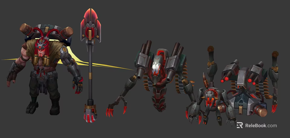 Game And Movie Mechanical Characters With Robotic Armor Weapon And Detailed Designs 3d model 