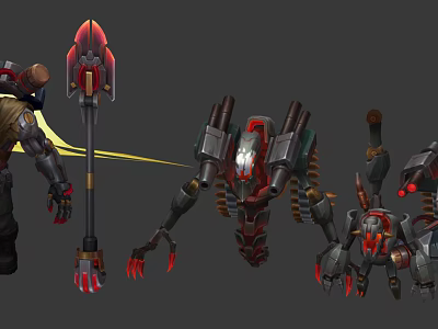 Game And Movie Mechanical Characters With Robotic Armor Weapon And Detailed Designs 3d model