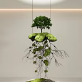 Hanging Tree Art Installation With Green Roots And Foliage Design 3d model