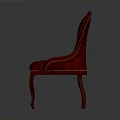 Elegant Red Leather Chair With Classic Design Curved Legs And Decorative Stitching