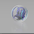 Futuristic Transparent Sphere With Blue Cyan Structures For Cosmic Space Exploration 3d model