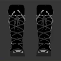 Black high top lace up boots with chains metal buckles and decorative details