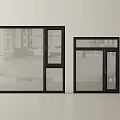 Modern Casement Windows With Black Frames And Glass Panels In Interior View 3d model