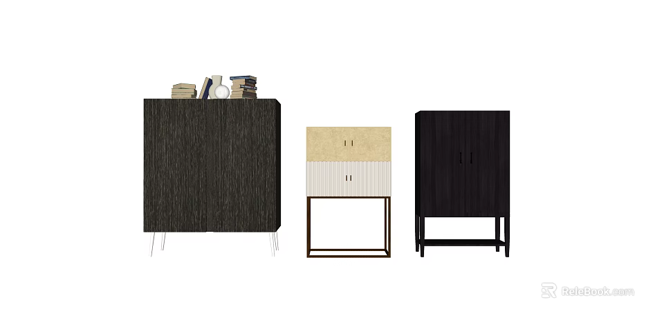 Elegant Modern Wooden Bedside Tables With Various Designs And Storage Drawers 3d model 