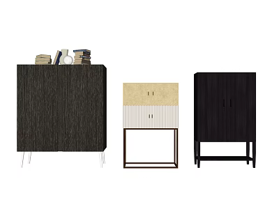 Elegant Modern Wooden Bedside Tables With Various Designs And Storage Drawers 3d model