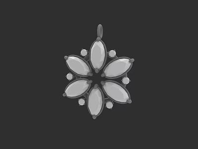 Elegant Petal Shaped Pendant Jewelry With Oval Gemstones And Accent Stones 3d model