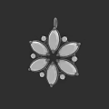 Elegant Petal Shaped Pendant Jewelry With Oval Gemstones And Accent Stones