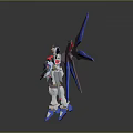 Mecha Character 3D Model With Blue Red Wings And White Body Design 3d model