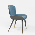 Modern Blue Tufted Upholstered Accent Chair With Gray Frame And Golden Legs