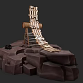 Creative Wood And Stone Ramp Structure With Wooden Planks Log Support And Stone Base