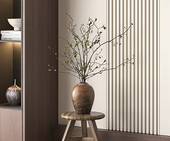 Mid-ancient style vase floral art 3d model