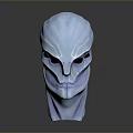 Blue Sci Fi Game Movie Character Head Sculpture With Shiny Texture And Unique Facial Features