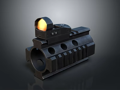 Black Weapon Tactical Accessory With Red Dot Sight And AV Marked Hollow Holes Design 3d model