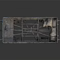 Old Blue Freight Wagon With WEST 22091 Markings And Rustic Wooden Planks Inside