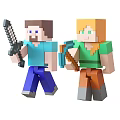 Cute Minecraft Style Pet Toys Featuring Blue Green Character Figures Holding Sword And Bow
